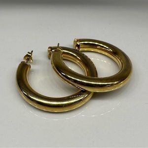 Gold Tone Hoop Earrings - pieced ears VINTAGE 1980s